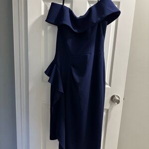 Adam One Shoulder Navy Dress